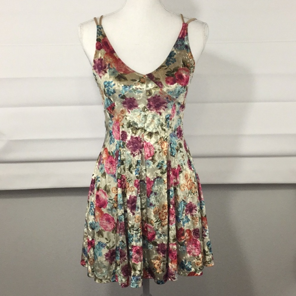 American Eagle Velvet Strappy Ruffle Dress XS